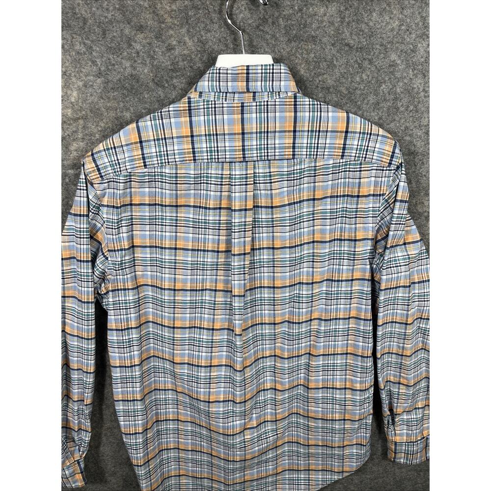 Ralph Lauren Shirt Custom Fit Mens M Blue Plaid Mediumweight Flesh Pony Preppy - Picture 9 of 9